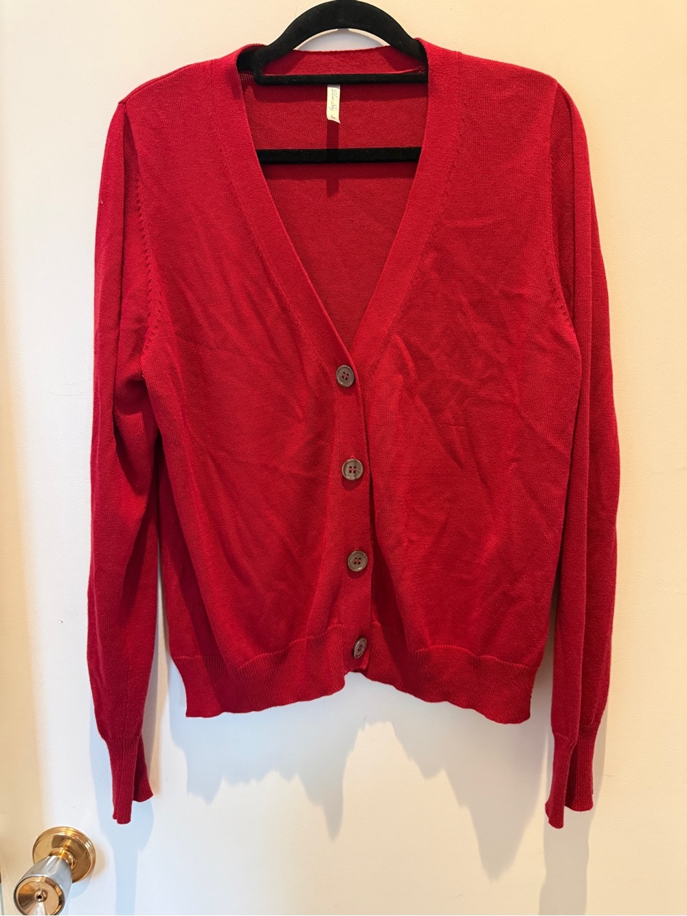 Blue Sky Red Bamboo Cotton Cardigan Medium Button Front Christmas Holiday